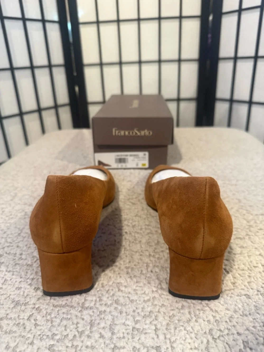 NEW Franco Sarto L Racer Pump Brown Suede Size‎ 8 Block Heel Pointed Toe NIB
